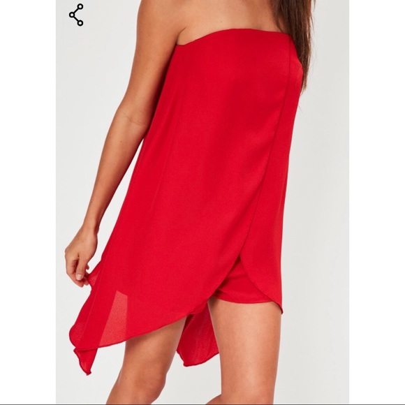 NWT Missguided Red Strapless Romper Dress - Picture 4 of 4